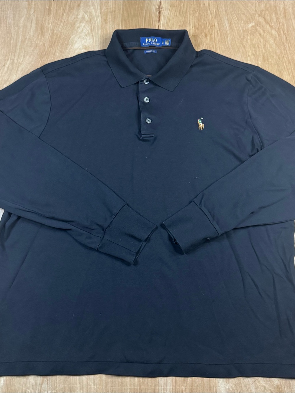 Polo Ralph Lauren Men’s Black Long Sleeve Slim Fit Polo Shirt Large